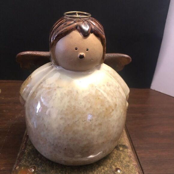 Vintage Kirklands Potters Garden Snowman And Angel Pottery Stocking Hangers - Picture 7 of 12